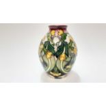 Moorcroft pottery limited edition vase decorated in the Paigles pattern for Thaxted Church by Emma B