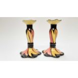 Pair of Lorna Bailey Chetwynd candlesticks, 15.5cm high