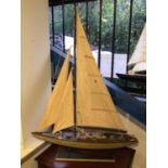 Two scratch built pond yachts, 66cmand 72cm long