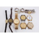 Ladies 14ct gold wristwatch, 1920s silver and Niello work wristwatch and group of other vintage and