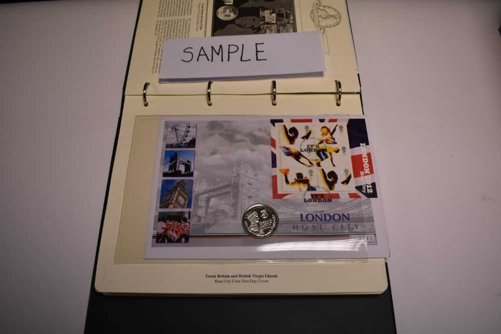 World - Mixed presentation coin/stamp covers contained in eight albums to include some silver issues - Image 2 of 6