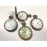 Four gold plated pocket watches to include Waltham USA full hunter, Neva, Prescott England and one o