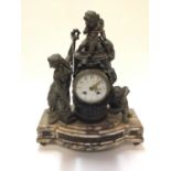 French Figural clock on marble base