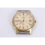 Omega Automatic Genève watch with gilt dial, date aperture and baton markers in gold plated case