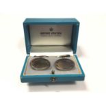 Pair Georg Jensen silver oval panel cufflinks in orginal box