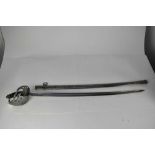 Late 19th/early 20th century Chilean French made cavalry sword with Chilean Shield to ricasso , Fren