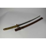 Good quality Second World War Japanese Officers Katana sword with regulation mounts with silver Mon
