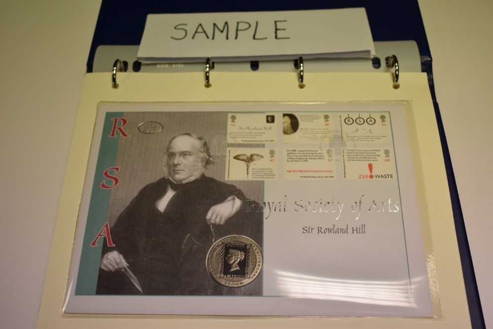 World - Mixed presentation coin/stamp covers contained in eight albums to include some silver issues - Image 3 of 6