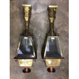 Pair of large Victorian style brass electric lanterns, each marked VR, 88cm in overall height. (2)