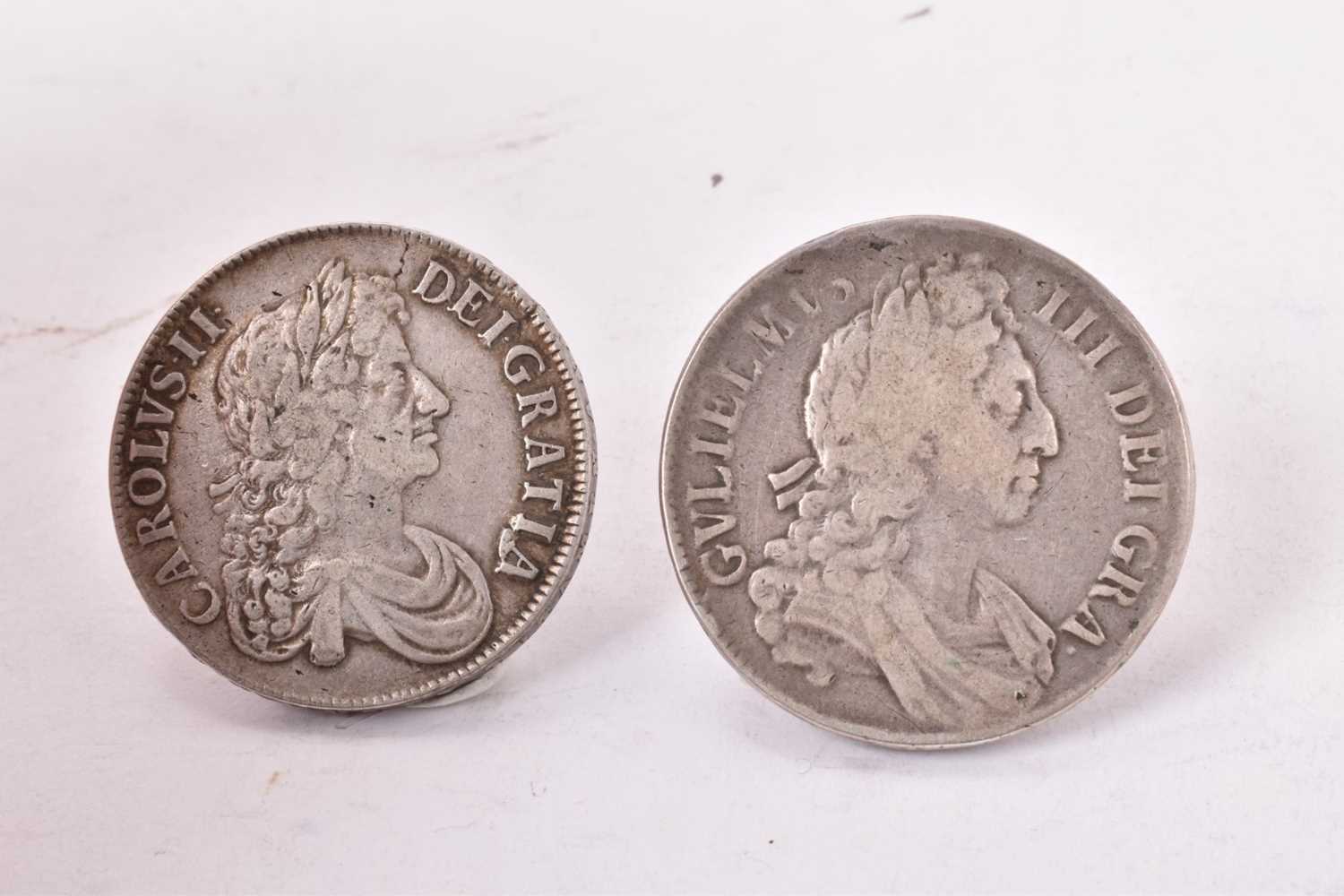 G.B. - Silver Crowns to include Charles II 1672 V. Quarto AF and William III 1696 Fair (2 coins) - Image 2 of 2