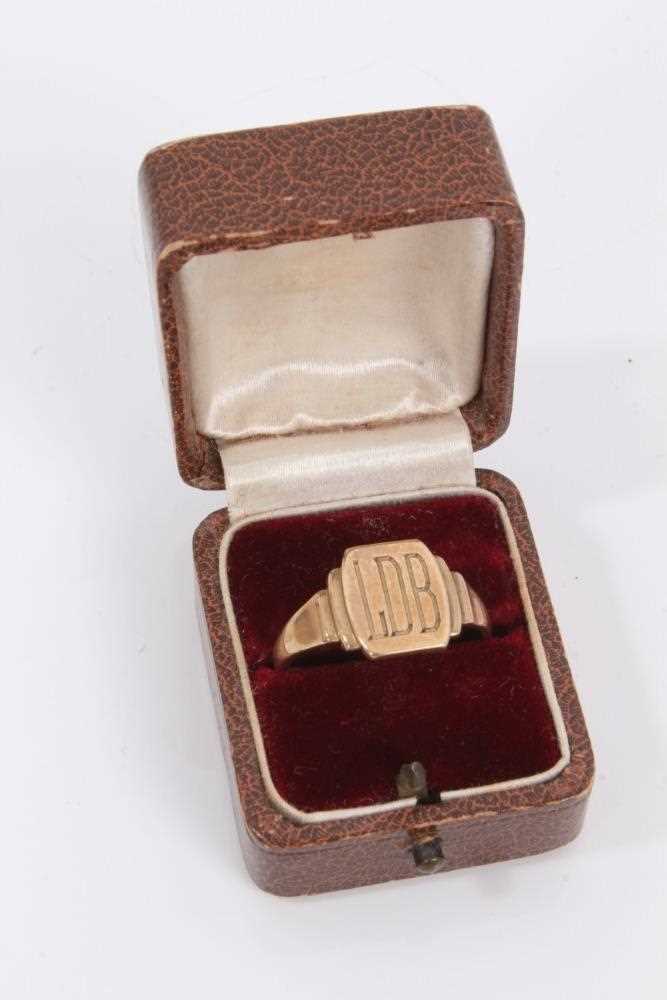 9ct gold signet ring with engraved initials, size R½ - Bild 2 aus 2