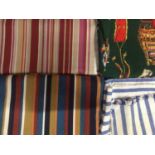 Two Boxes of soft furnishing fabrics including 1960's french Marignan printed cotton, french stripe
