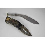 1940s Presentation 7th Gurkha Regimant Kukri with aluminium hilt with engraved 7th GR badge to pomme