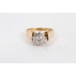 18ct gold diamond flower head cluster ring