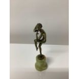 Josef Lorenzl Art Deco silvered bronze figure of a nude woman, on an onyx base, signed Lorenzl made