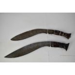 19th century Gurka Kukri with wood and horn hilt and early 20th century Gurka Kukri, sheaths lacking