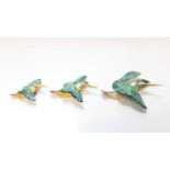 Set of three Beswick Kingfisher wall plaques