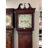Victorian 8-day longcase clock in oak case – painted bird decoration