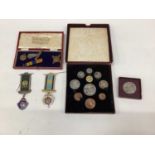 Two silver and enamel Order of Buffalos medals together with a 1951 Festival of Britain coin set and