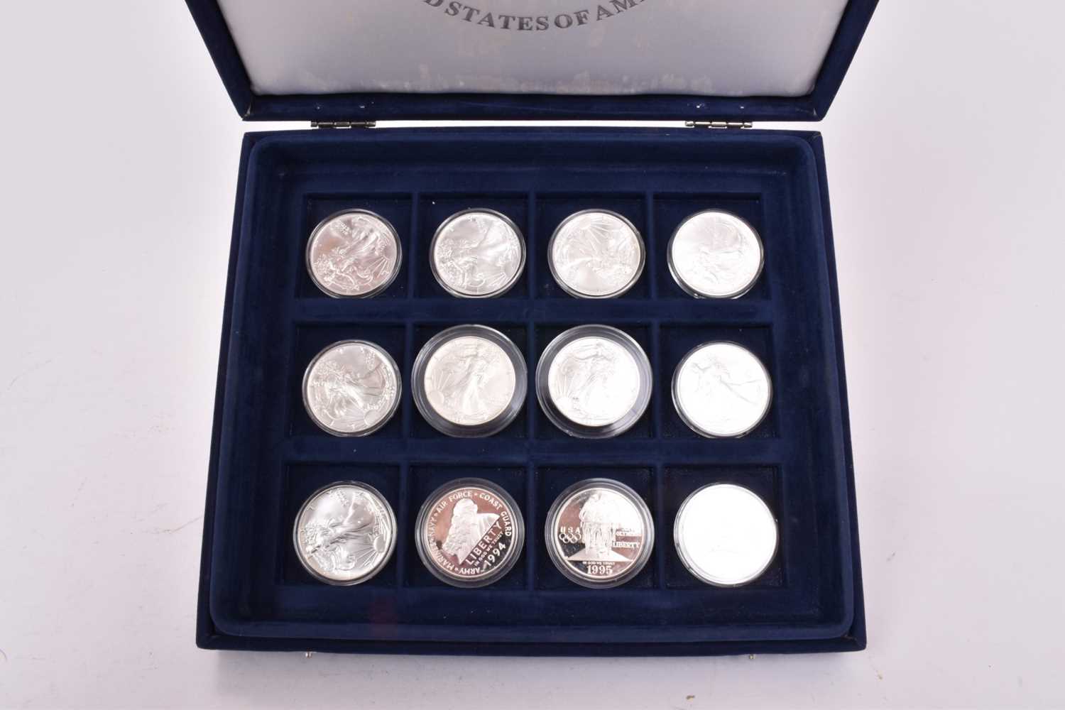 U.S.A - Mixed encapsulated silver Dollars to include Morgan x 2, late 20th century commemoratives x - Image 3 of 3