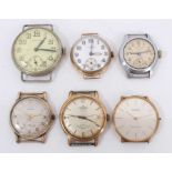 Group of six vintage watches including 9ct gold cased J. W. Benson