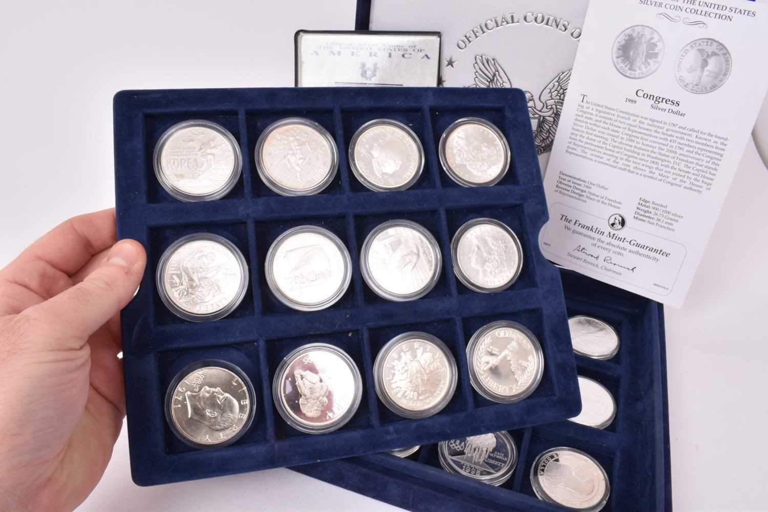 U.S.A - Mixed encapsulated silver Dollars to include Morgan x 2, late 20th century commemoratives x - Image 2 of 3