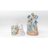 Group of eight continental late 19th century and later figures including chess players and a pair of