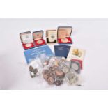 World - Mixed coins and silver medallions to include G.B. Royal Mint silver proof Crowns 1977, 1980,