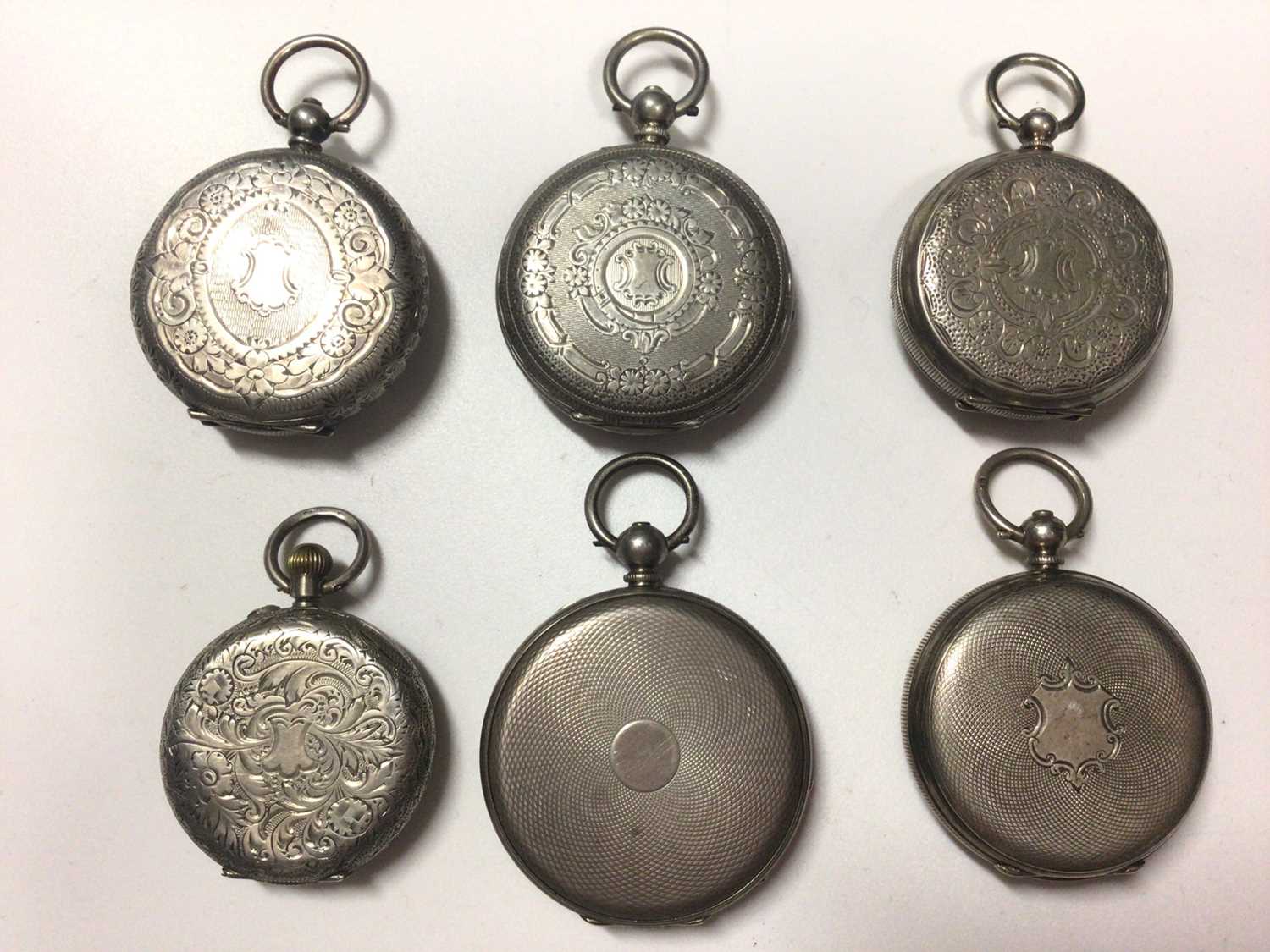 Six silver cased fob watches - Bild 2 aus 3