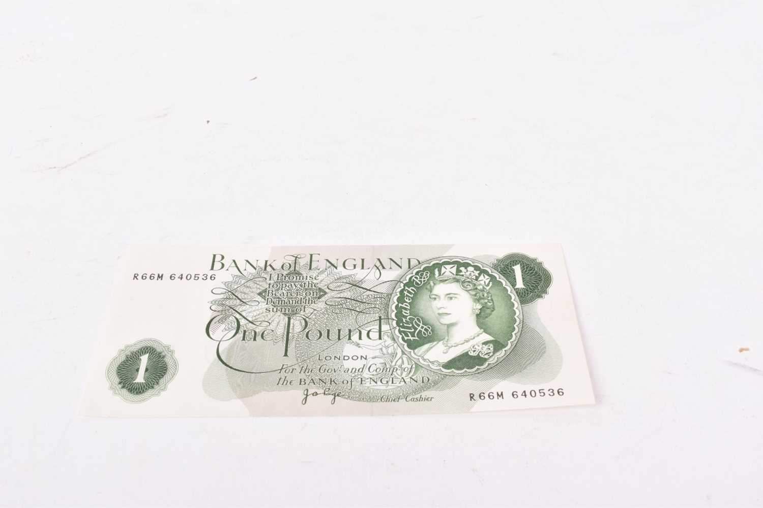 G.B. - Green One Pound Series 'C' portrait error note, chief cashier J. Page prefix R66M (N.B. Repla