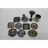 Collection of 1940s and later Motor Club presentation trophy ashtrays, spill vases and a beaker, (1