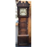 Early 19th century Welsh long case clock with painted enamel dial