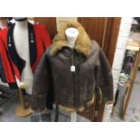 Second World War RAF brown leather and sheepskin flying jacket