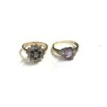 9ct gold sapphire and diamond cluster ring and 9ct gold amethyst and diamond dress ring