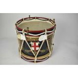 First World War City of London Regiment, Royal Fusiliers hand painted regimental drum, with battle h