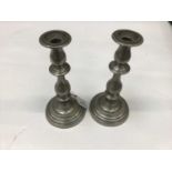 Pair of 19th century pewter push-up candlesticks