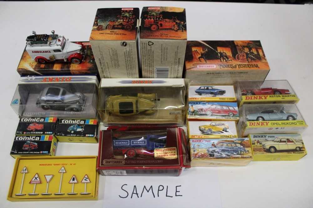 Selection of cars and vehicles by various manufacturers including Yesteryear, Matchbox, Atlas, Lledo