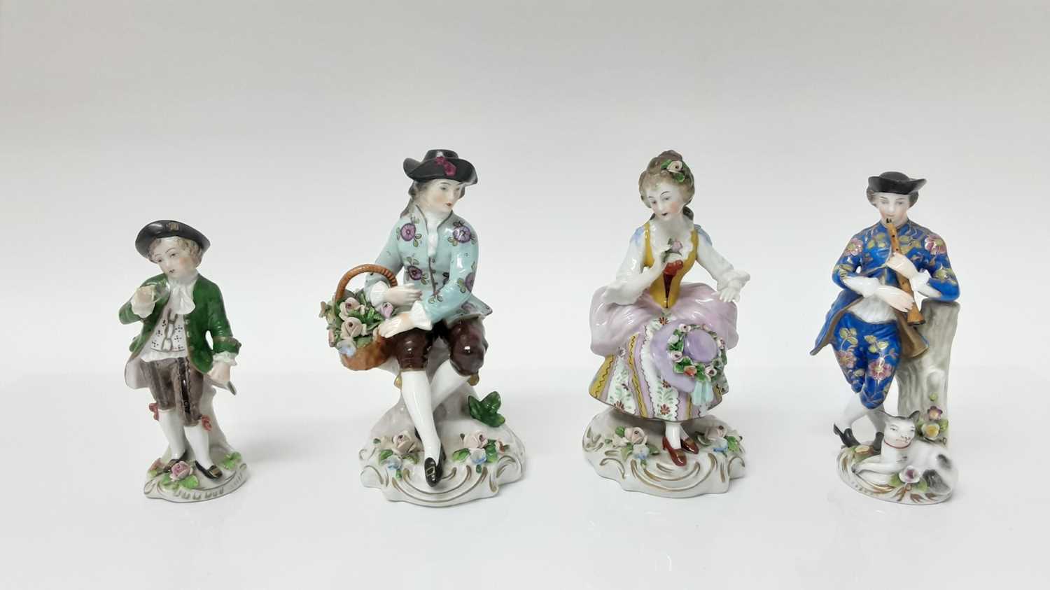 Group of eight continental late 19th century and later figures including chess players and a pair of - Image 5 of 6