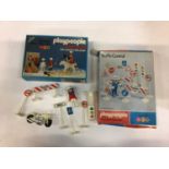 Selection of boxed Playpeople items including builder's lorry, traffic control etc.