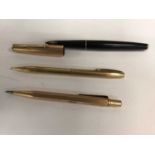 Two 1960s Parker gold plated pens and lot pens and propelling pencil (6)