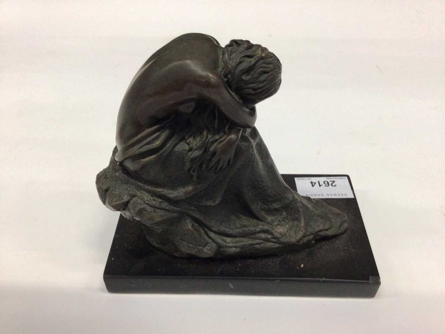 Contemporary bronzed metal figure of a sleeping woman on a black marble base, marked Milo to base, 1 - Image 2 of 3