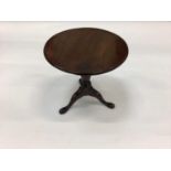 Victorian mahogany miniature apprentices tilt top tripod table, 17.5cm in height.