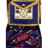 Masonic regalia to include ten aprons, ten sashes and six cuffs, London and Essex lodges.