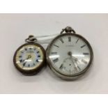 A silver cased key wind pocket watch by Kenvin of Southampton, and a Swiss made silver and enamel po