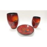 Two Poole pottery vases by Alan Clarke, 24cm high and 19cm high