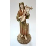 Royal Worcester figure of a male playing a lyre, 22.5cm high