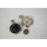 Second World War Recta open faced pocket watch in chromium plated case, rear of case marked with bro