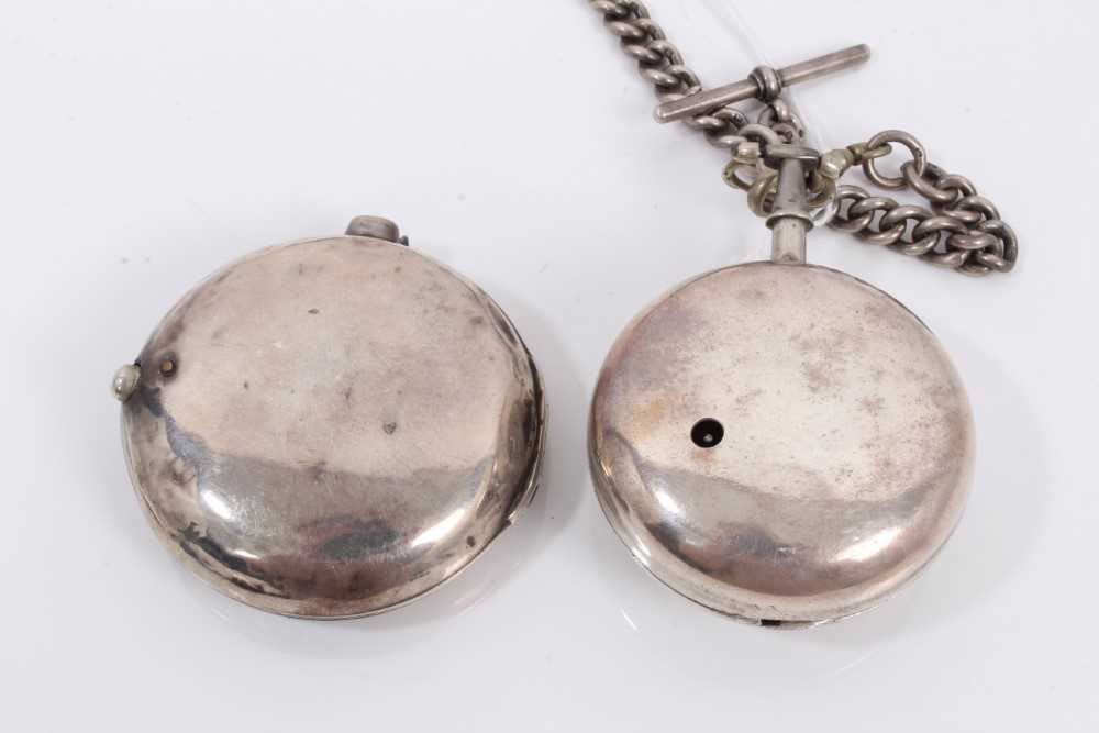 Georgian silver pair cased pocket watch and silver watch chain - Image 5 of 5