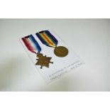 First World War pair comprising 1914 - 15 Star and Victory medals named to 645289 DVR. G. Bennet. R.