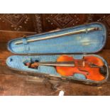 Late 19th / early 20th century continental viola with bow in case